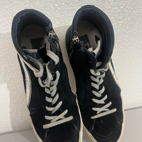 Golden Goose Men's Distressed Denim & Leather High-Top Sneakers - Picture 7 of 8
